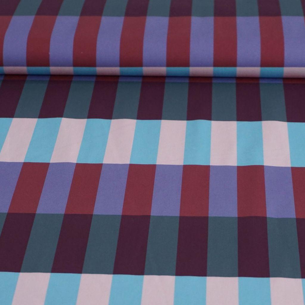 Preview: Baumwollstoff Motivdruck Blocks hellblau flieder weinrot